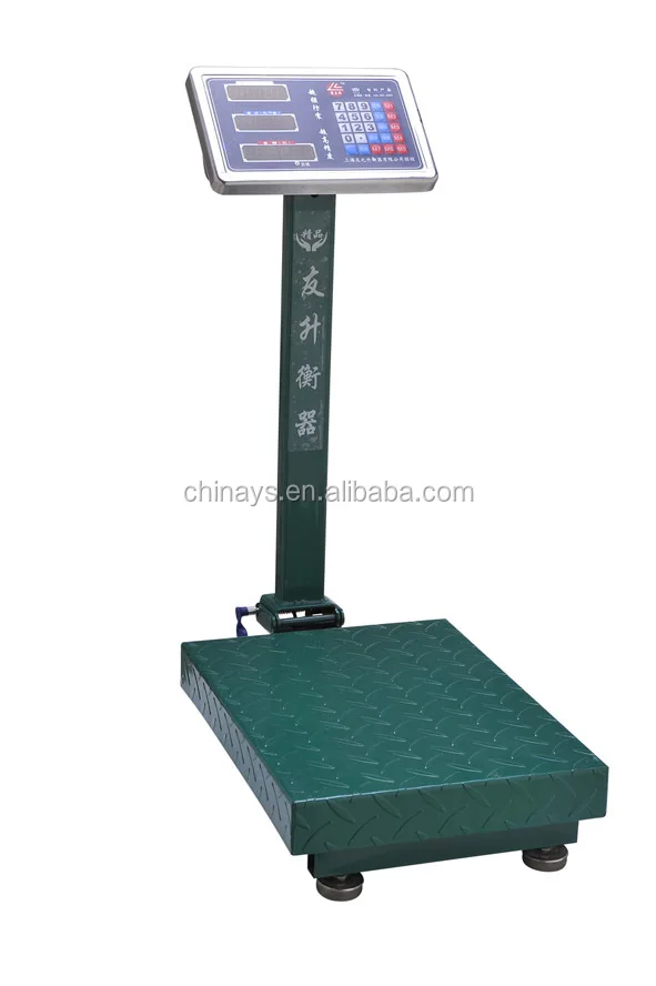 Heavy Duty Body Folding Square Pole Max 150kg Capacity Platform Scale Dual LCD Display,Green Back Light ABS Plastic Indicator