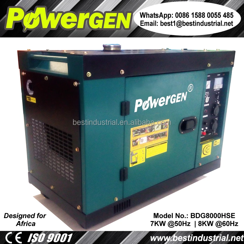 New design!!! POWERGEN Silent Enclosure Type Single Phase Portable Diesel Generator 8KW 60Hz