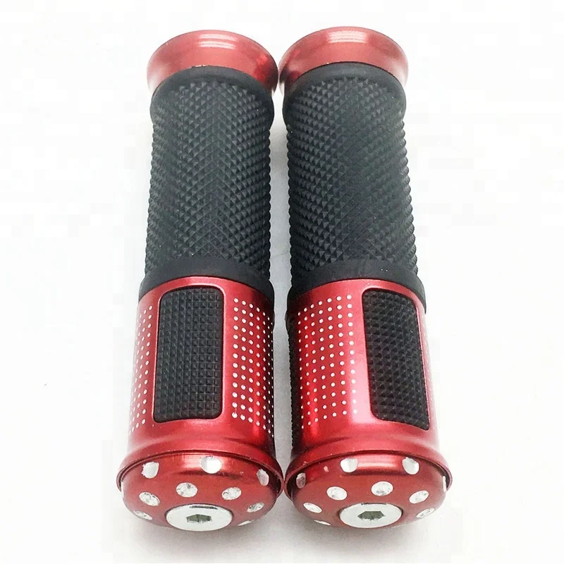 Motorcycle Handlebar Grips 7/8 22mm Black Red Anodised Bar End Weights Motorbike