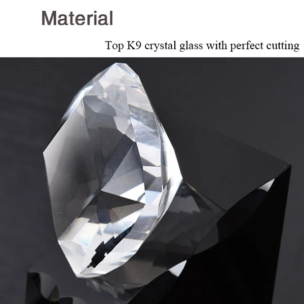 high quality K9 black crystal award diamond trophy design first place trophy