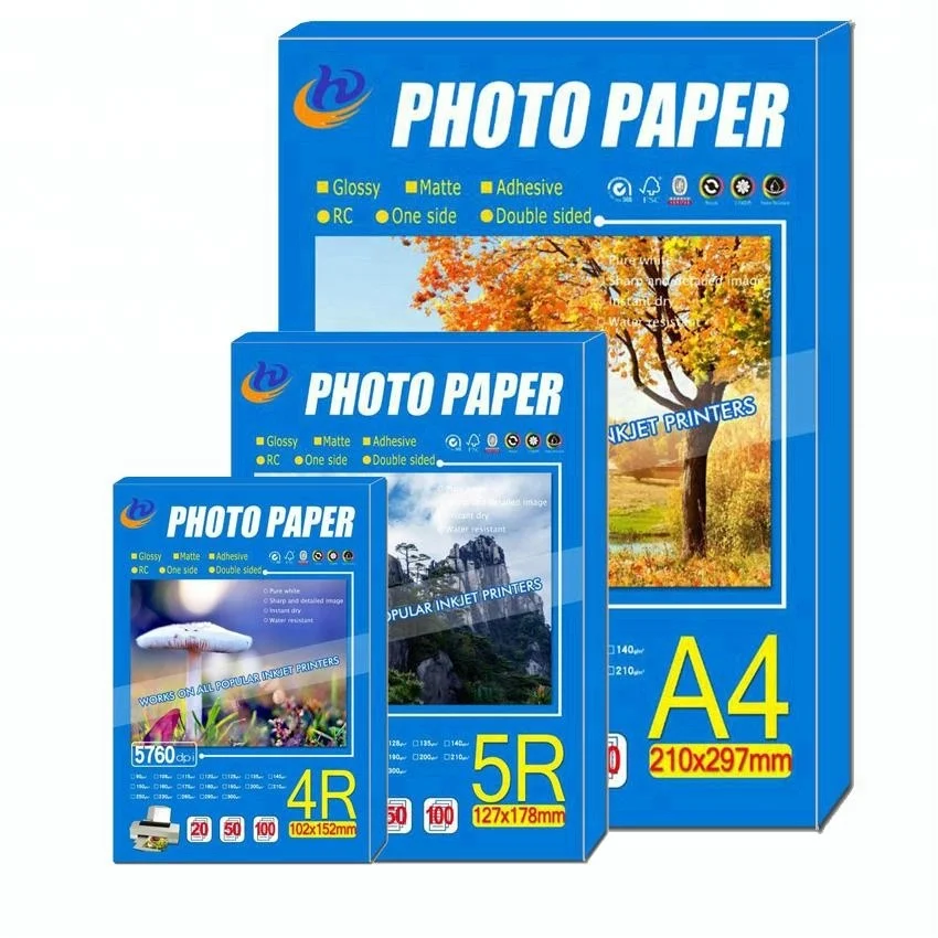 115g 135g 160g 180g 200g 210g 230g 260g 300g a4 a3 4r 5r letter size roll waterproof glossy inkjet photo paper supplier