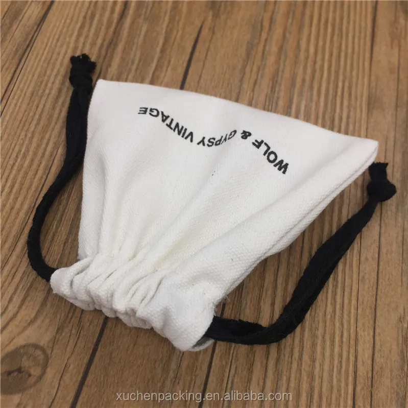 Thick beige cotton dust pouch canvas jewelry bag