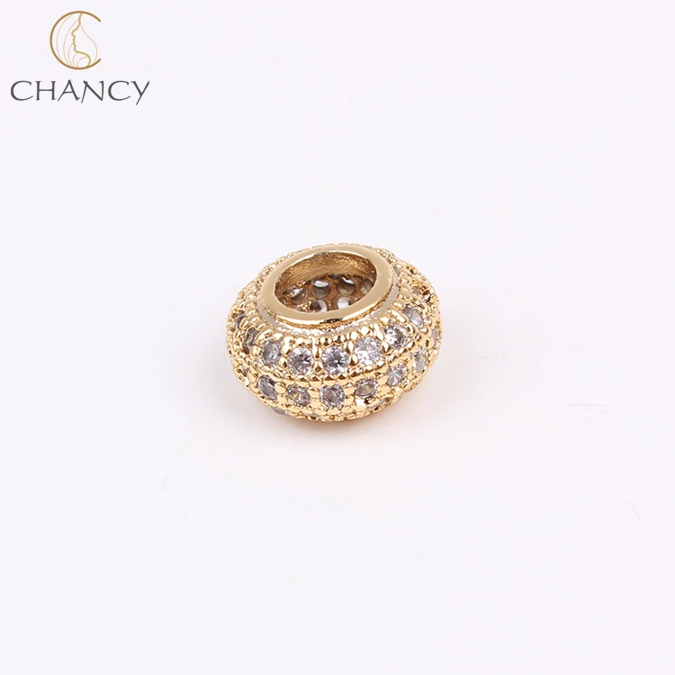 
Charm jewelry findings accessories cz stone round spacer beads for bracelet 
