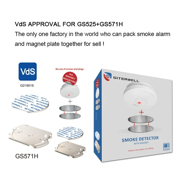 Manufacture NF VDS SAI UL lithium battery portable photoelectric cigarette fire alarm smoke detacher detector prices