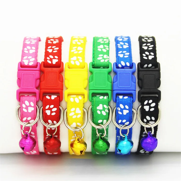 12PCS/Set Wholesale Adjustable Footprint Nylon Cat Collar With Bell