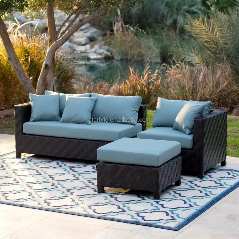 Outdoor sofa fabric woven technic for garden 4 sets with 5 years warranty