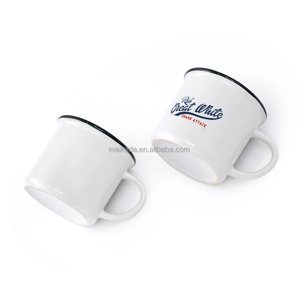 8oz Ceramic Camper Mug Customized Sublimation White Mug with Color Rim