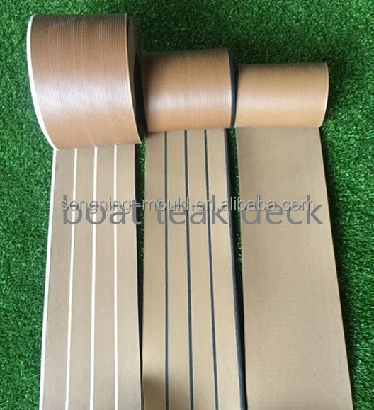 Marine Vinyl Fooring, Rubber Non-Skid Synthetic Teak Wood Decking For Boat