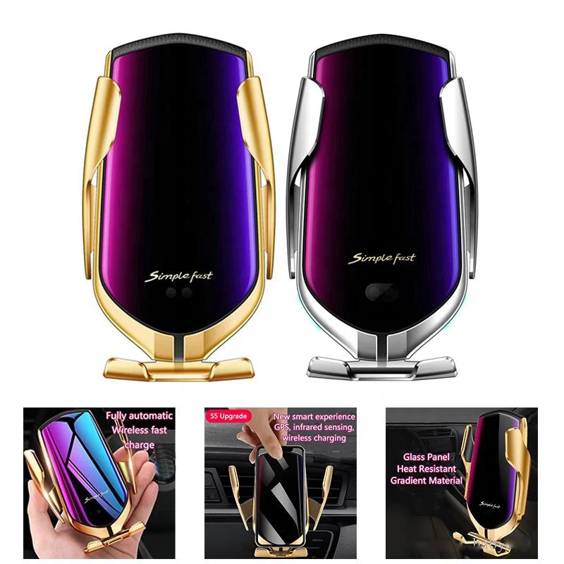 
New Car Mount R1 s5 touch Smart Wireless Car Charger Mount Auto Clamping Car Charger Holder 10W Fast Charging 