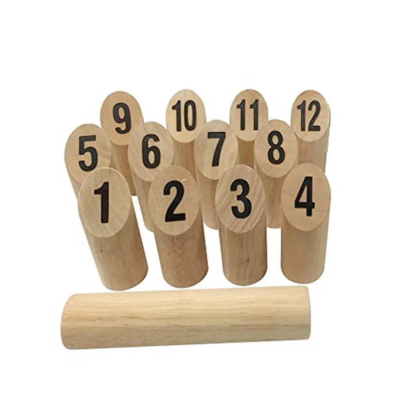 Hot Sale Wooden Throwing Game Outdoor Lawn Garden Backyard Numbered Blocks Tossing Games Wooden Skittles for Kids and Adults