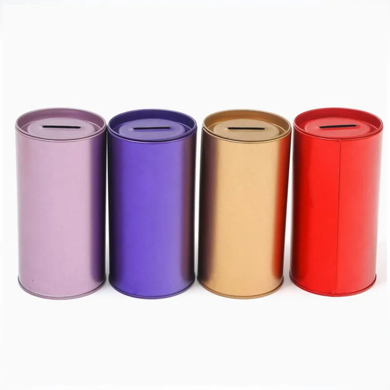 Promotion high quality blank small tin can coin bank colorful metal money saving box