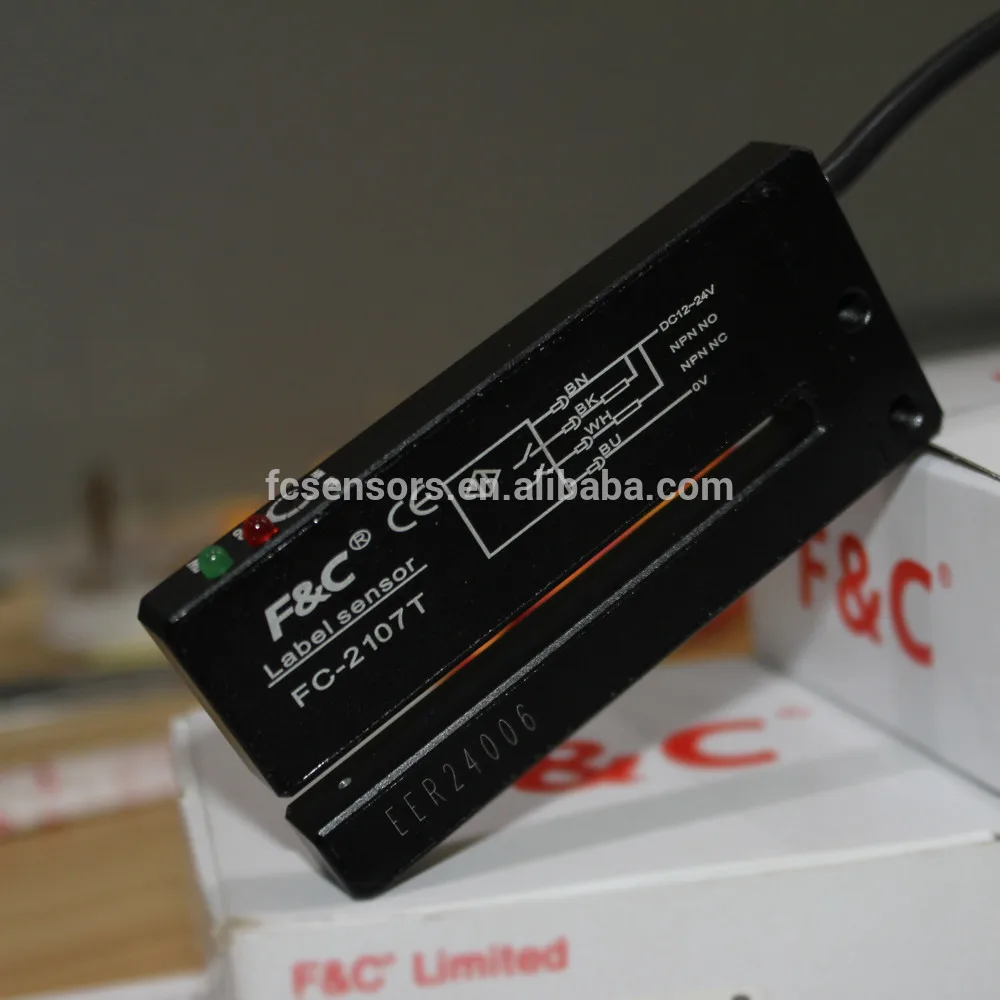 FC-2100 economic CE certificate gap NPN NPN 12-24vDC optical  label sensor, 4-wire, labeling system non-transparent label sensor