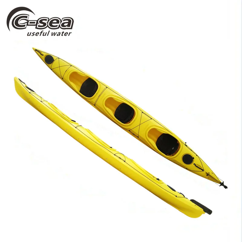 560cm rotomolded plastic triple canoe kayak made by HDPE polyethylene