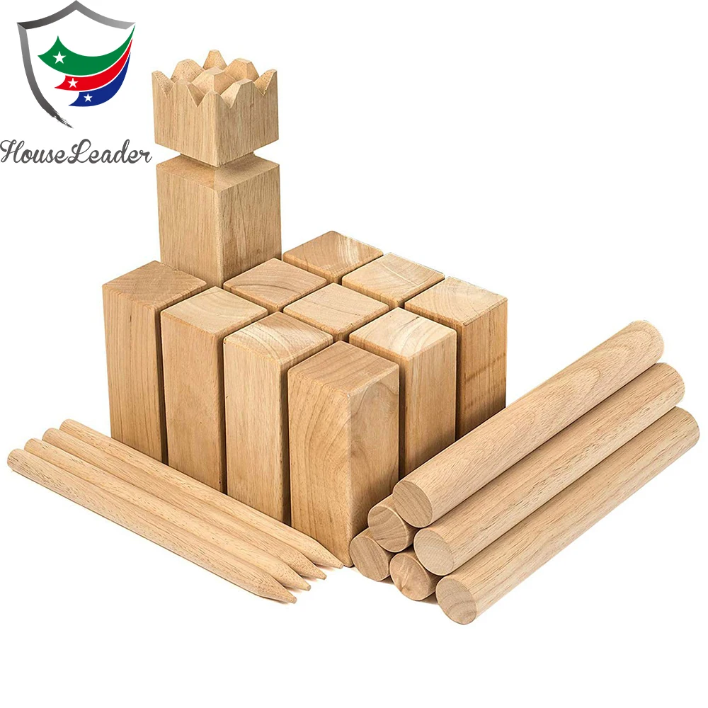 Premium Backyard Wooden Family Outdoor Standard Kubb Lawn Games Set with Carrying Bag