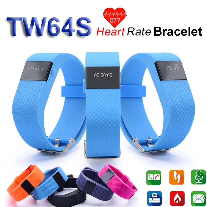 2016 Waterproof Smart Bracelet TW64S Heart Rate Bluetooth Smartwatch Sports Wristband Watches Fitness Tracker for Android