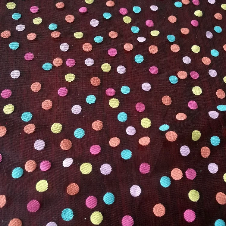 Цветная сетчатая ткань с принтом в горошек для детского платья