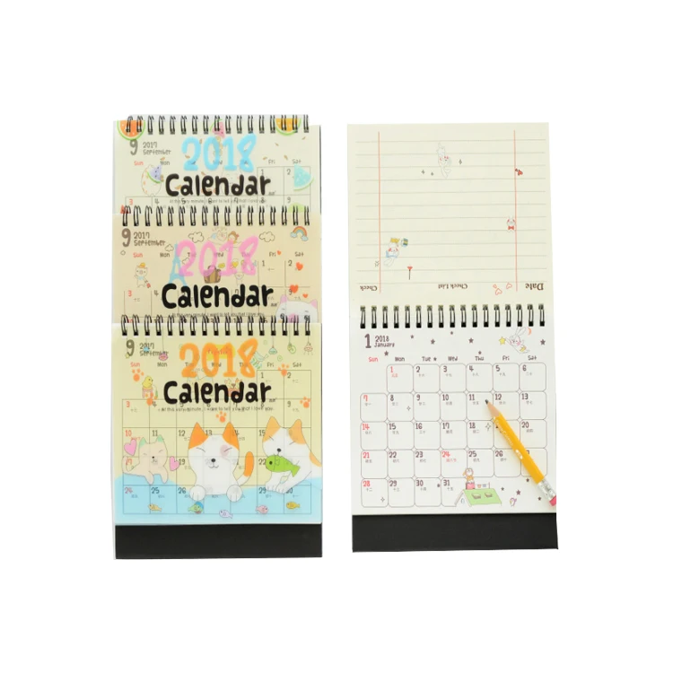 Cheap custom cute desk calendar 2018 printing