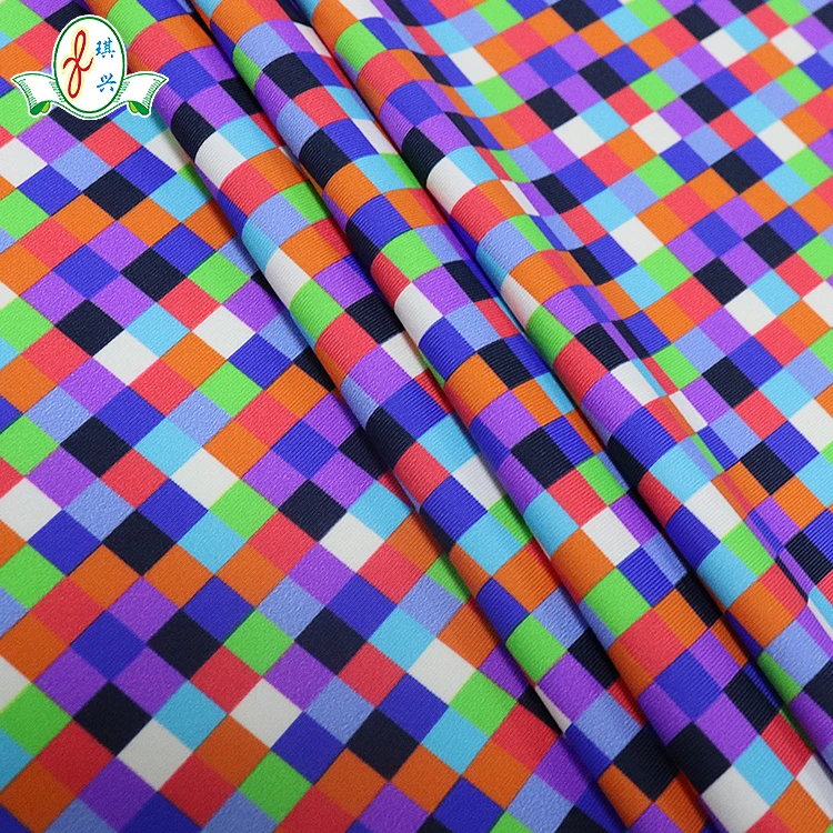 4-way Stretch  Nylon Digital Printed Square Color Printed Swimwear Fabric