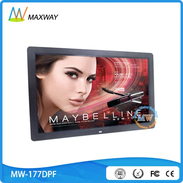 Тонкий Узкая рамка 17-дюймовый синий Фото Видео Play Цифровая фоторамка Best Buy