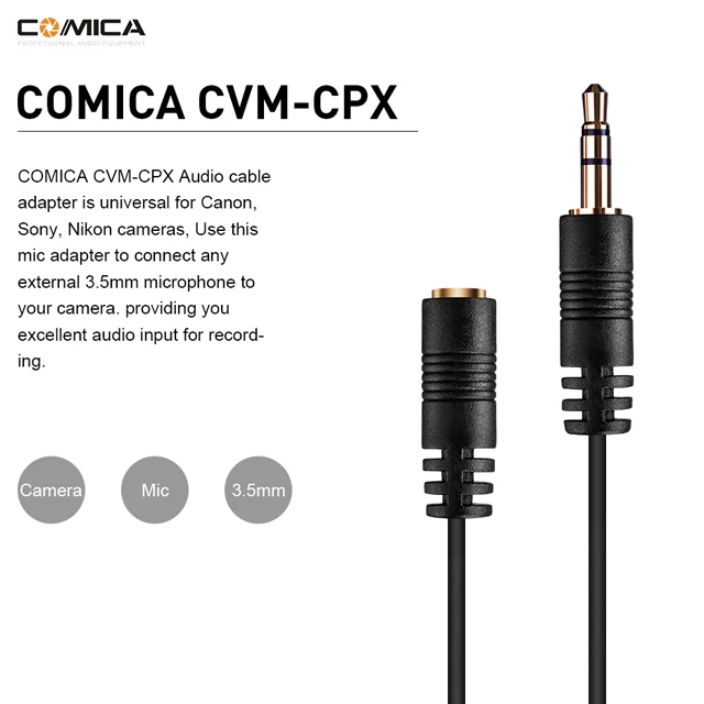 COMICA Female 3.5mm Audio Cable Converter Microphone Cable Adapter for Canon, for Sony, for Nikon cameras TRRS-TRS Adapter