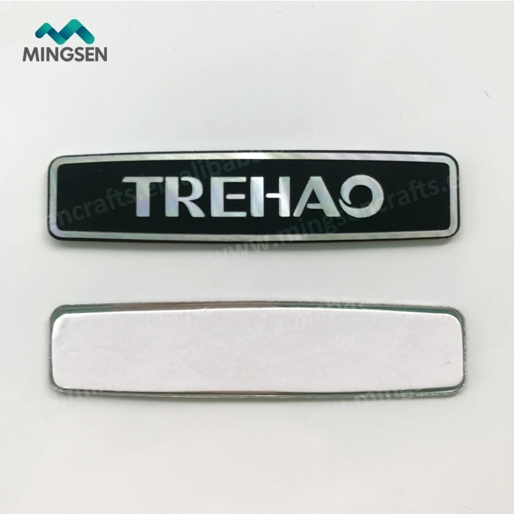 custom rectangle metal name plate sticker