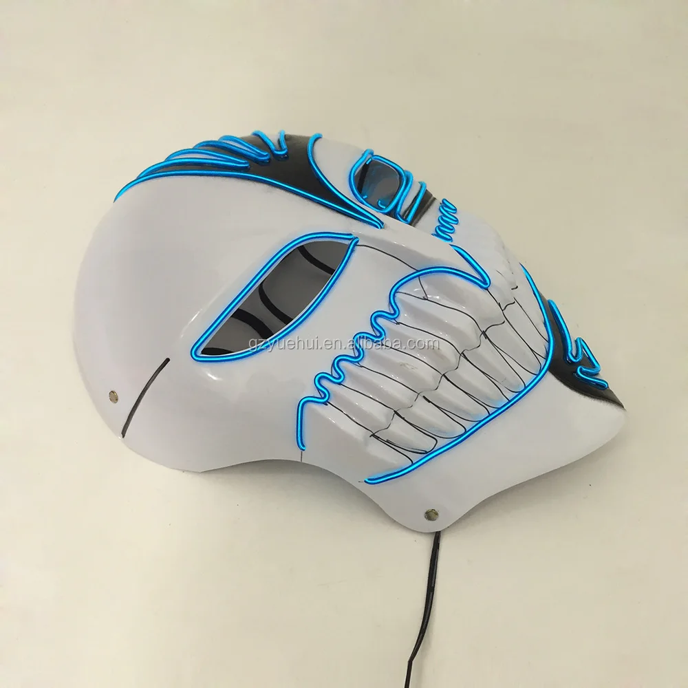 Wild Party Props Led Neon Strip Death Anime Character Mask Kurosaki Ichigo Cosplay Mask EL Illuminated Cartoon Theme Accessory