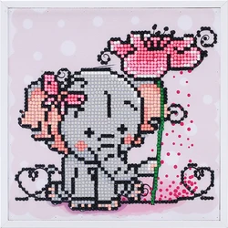 Лидер продаж, мини белая рамка, 5d алмазная живопись, 20*20 см, «сделай сам», круглая алмазная живопись, слон с рамкой