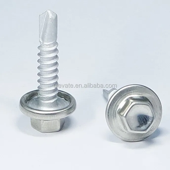 12 Teeth Nylon head Cap Indented Hex Washer Head Bonded Washer BSD Thread No.3 Point Self Drilling Screw