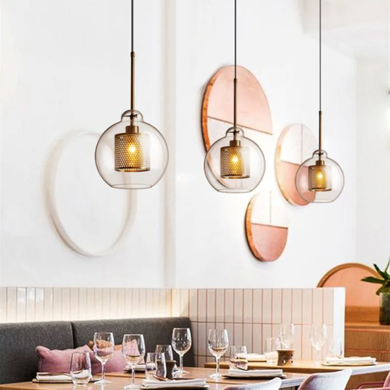 Post Modern Pendant Light Suspension Glass Ball Lamp For Hotel