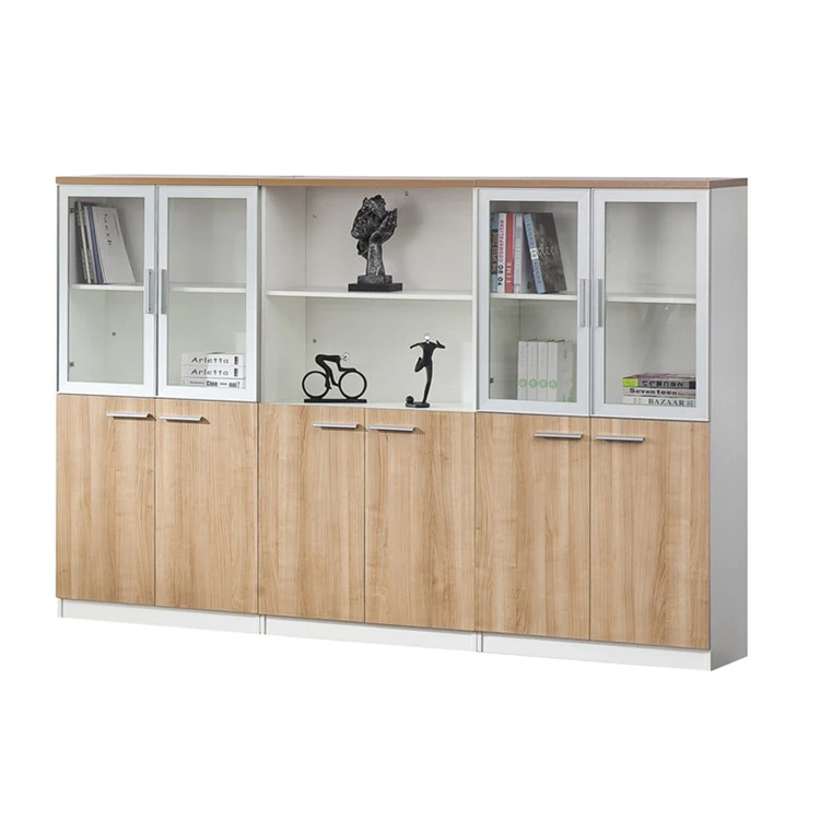 
wooden office filing cabinet office furniture Sale with glass door 