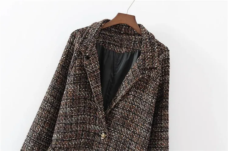 autumn winter new ladies tweed long jacket coat woman clothing