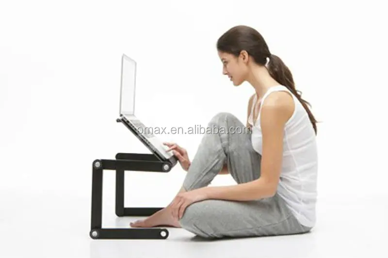 OMAX Adjustable laptop cooling desk with cooling fan standing, laptop swivel table