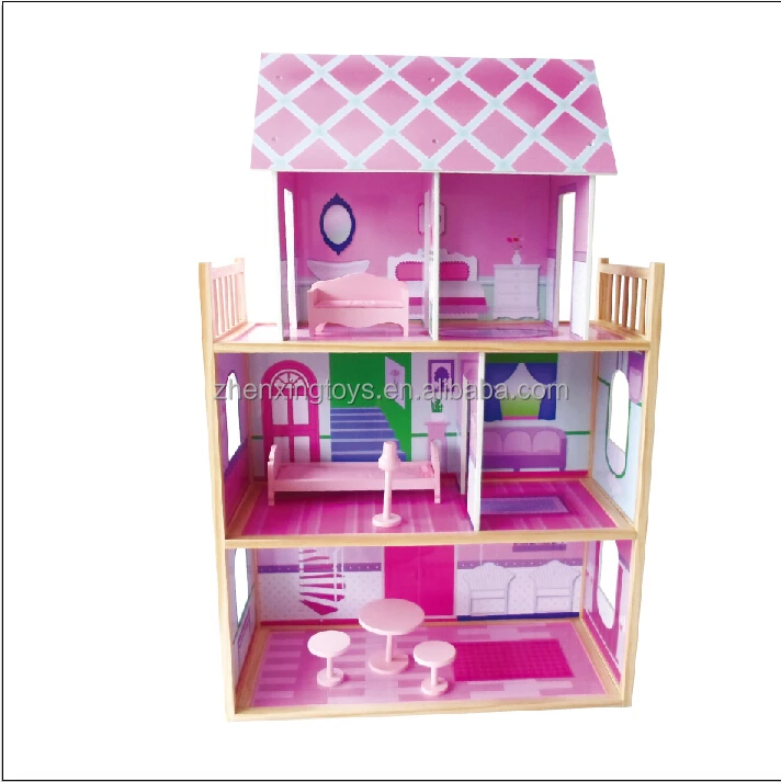 
Hot selling Wooden doll house toy with funiture 
