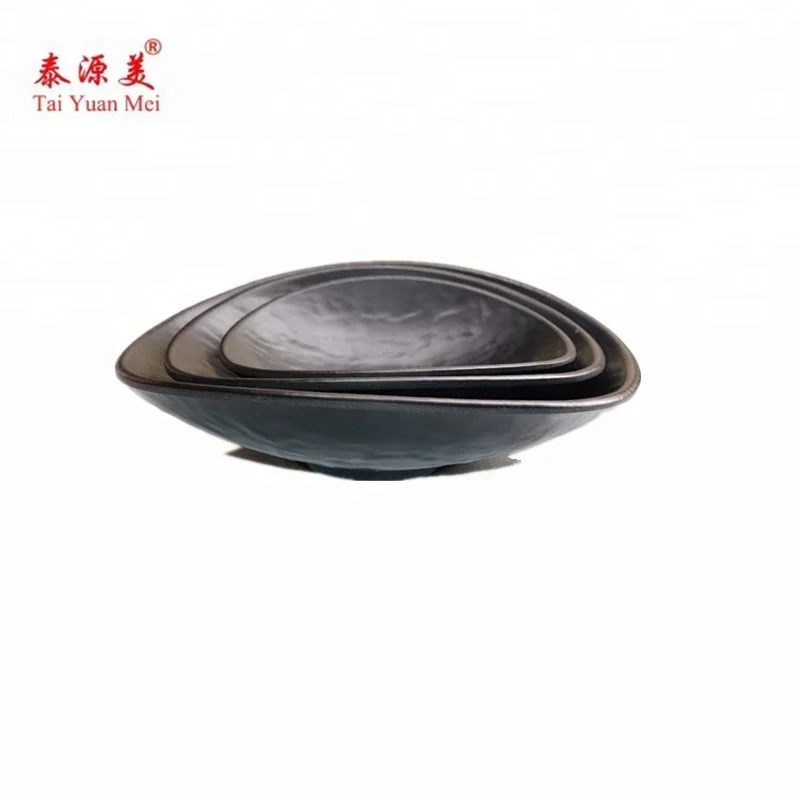 S-9006-6 Superior quality unbreakable wholesale black plastic serving plates reusable melamine plastic plate