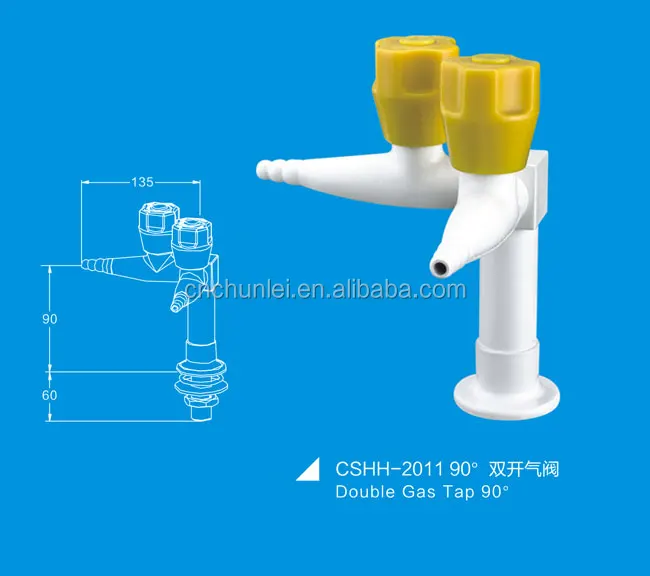 Double water outlet Lab Tap with PP handle