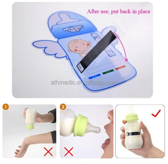 2021 Athmedic LCD liquid crystal Temperature promotional premiums infant nursery cartoon baby milk bottle thermometer
