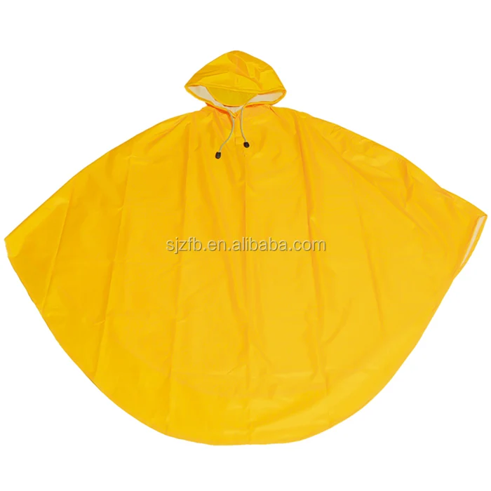 Custom logo printed yellow color poncho PVC rain poncho fashion rain coat poncho