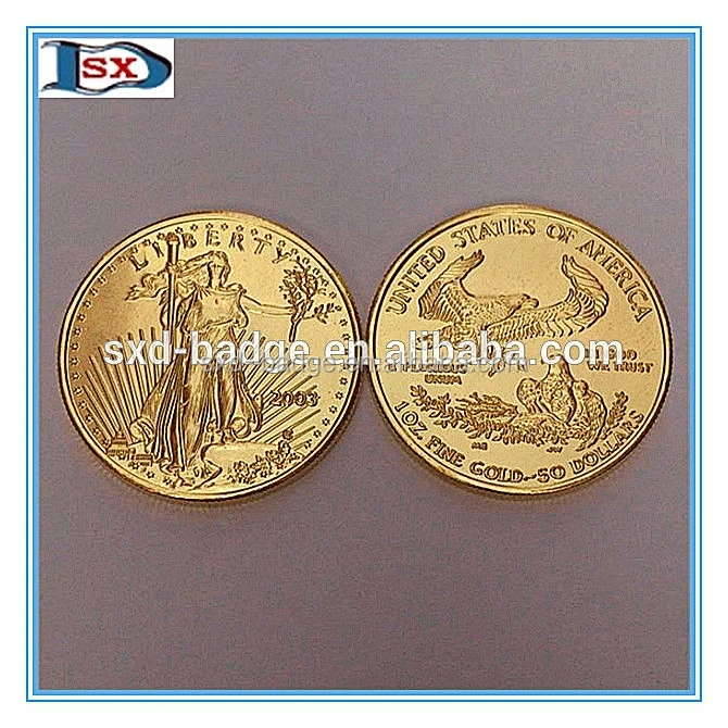 High quality replica American eagle tungsten gold Coin.999 100 mills fine gold clad bar made in China