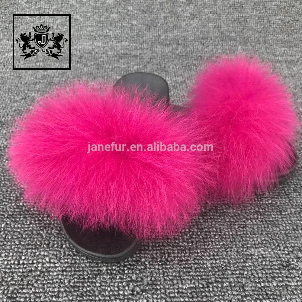 
Hot products pink color kids fur sandals / fur slippers / fur slides 