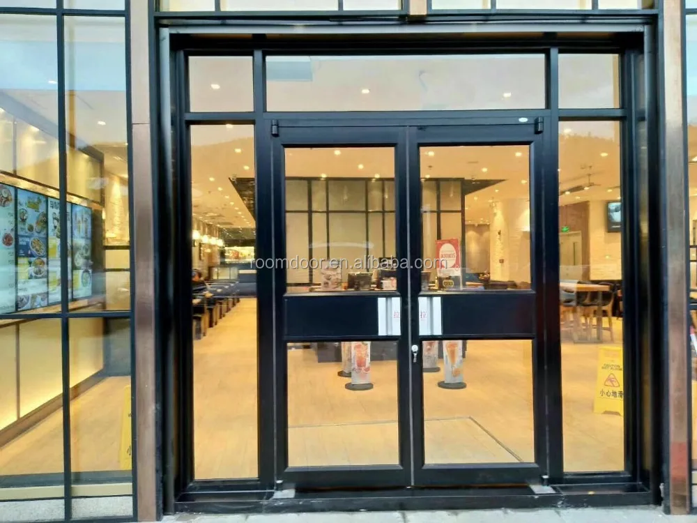 Commercial building shopfront pivot aluminium glass entrance doors