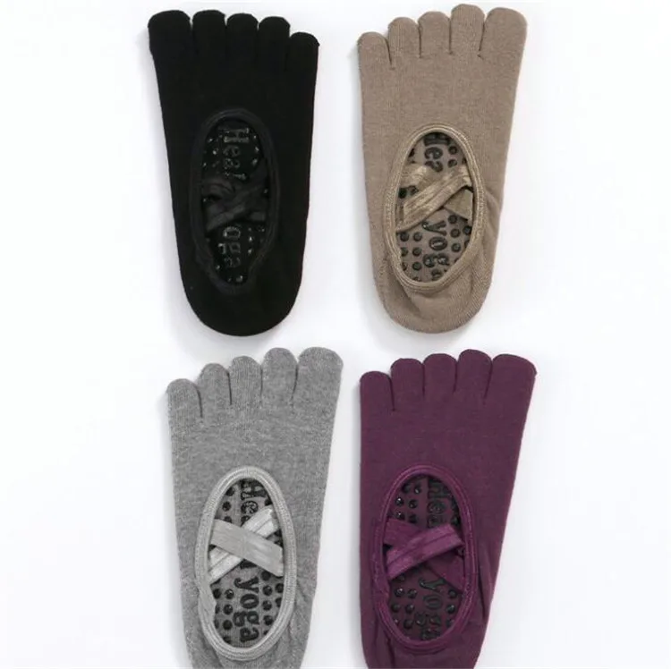 
Women Yoga Ballet Socks Anti-slip Five Fingers Backless Silicone 5 Toes Pilates Socks Gym Fitness Sports Cotton Socks 