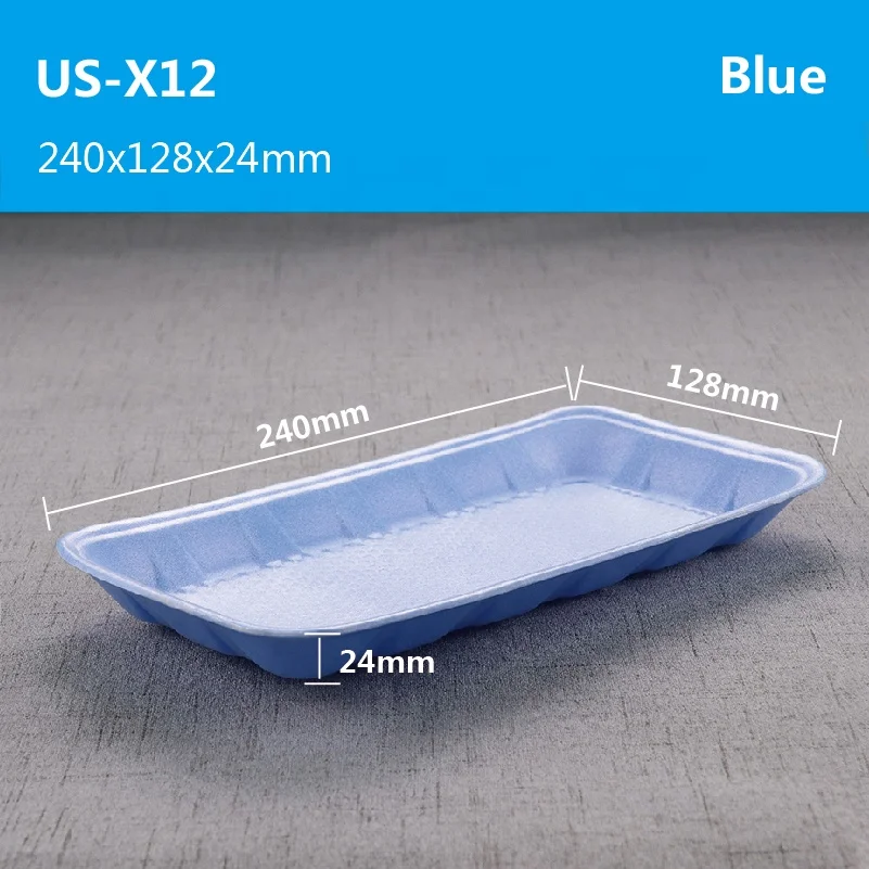 24*12.8*2.4cm Disposable foam tray for seafood fruit and meat supermarket frozen meat food foam trays in Food Grade material
