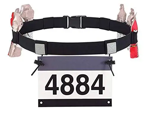 Многоцветный Регулируемый под заказ 6 гелевых петель, ремень с номером для бега, езды на велосипеде, триатлона, марафона