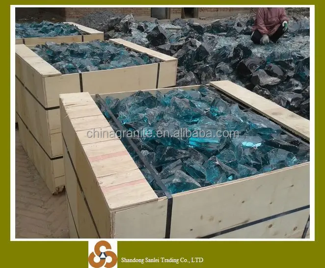 
Garden decorated glass stone architectural glass big blue glass rocks 