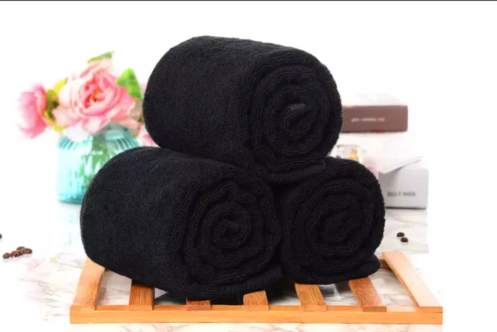 100% cotton customized size black soft china factory wholesale bath towel in any size with embroidery logo