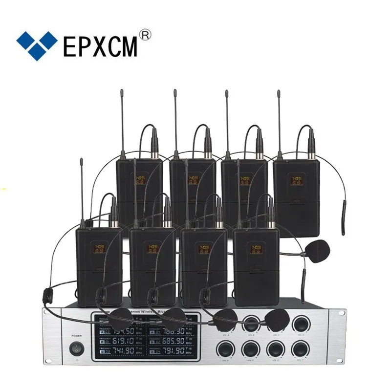 EPXCM/GU-880 Wireless Microphone System UHF Professional Microphone 8 Channel Dynamic Professional 8 Handheld Karaoke Stage KTV