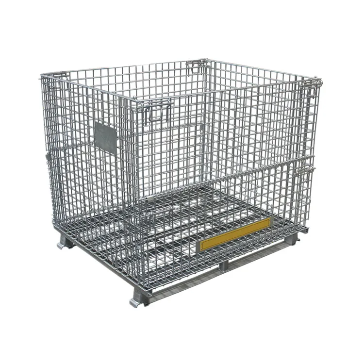High quality galvanized collapsible metal wire mesh cage pallet bin box