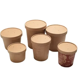 Custom printed disposable hot soup bowls/kraft paper soup cup/ice cream cup