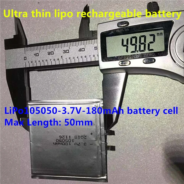 105050 thin battery 180mah 3.7V thickness 1.0mm