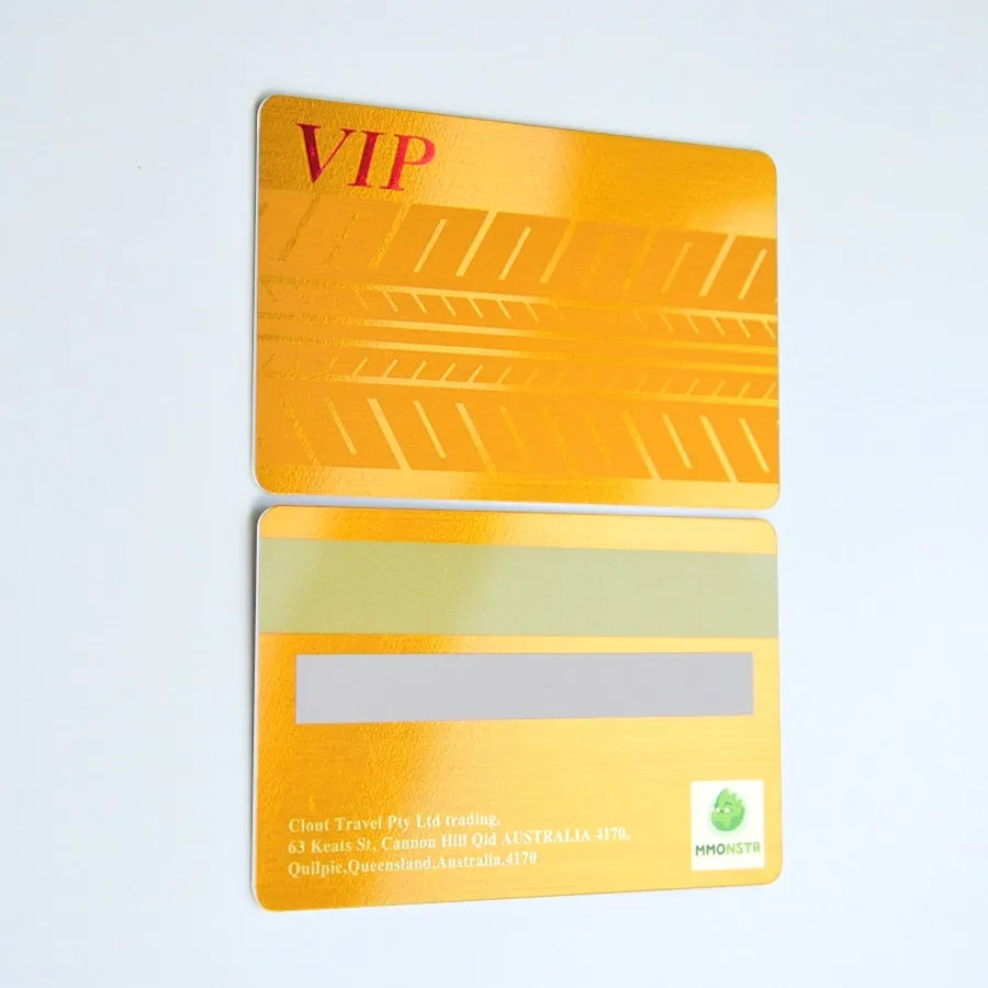 Brushed gold/blue foil business card/laser card with magnetic stripe &custom printing